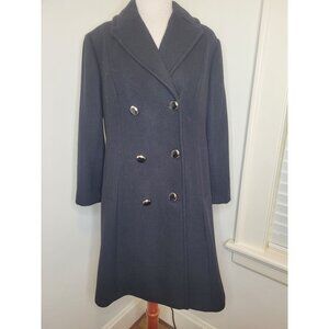 Kate Spade New York Womens Wool Blend Double Breast Coat Black Preppy Classic